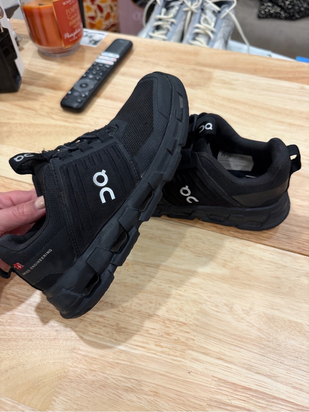 On Running Black Men's Athletic Running Shoes with White Logo